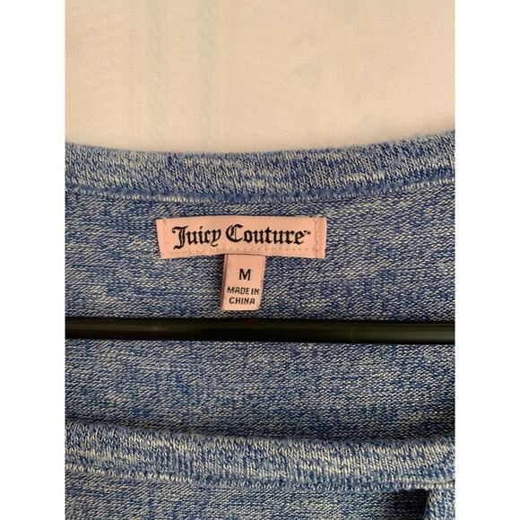 Juicy Couture Women's Medium Blue Marbled Short Sleeve Cutout Neck - Picture 2 of 4